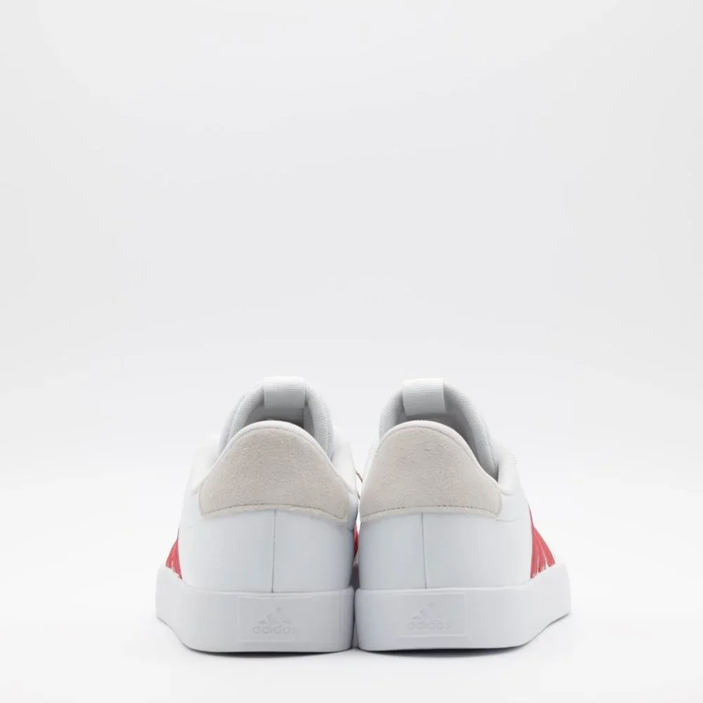 Adidas Men's Cushioned Comfortable Suede VL Court 3.0 Sneakers White/Red Size 9‎